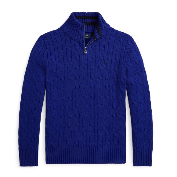 POLO RALPH LAUREN Boys‎ Cable-Knit Cotton Quarter-Zip Sweater Size SMALL 8 - Picture 1 of 13